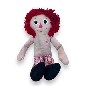 Raggedy Ann Doll Vintage 18" Unbranded I Love You Heart No Clothes Cute Floppy